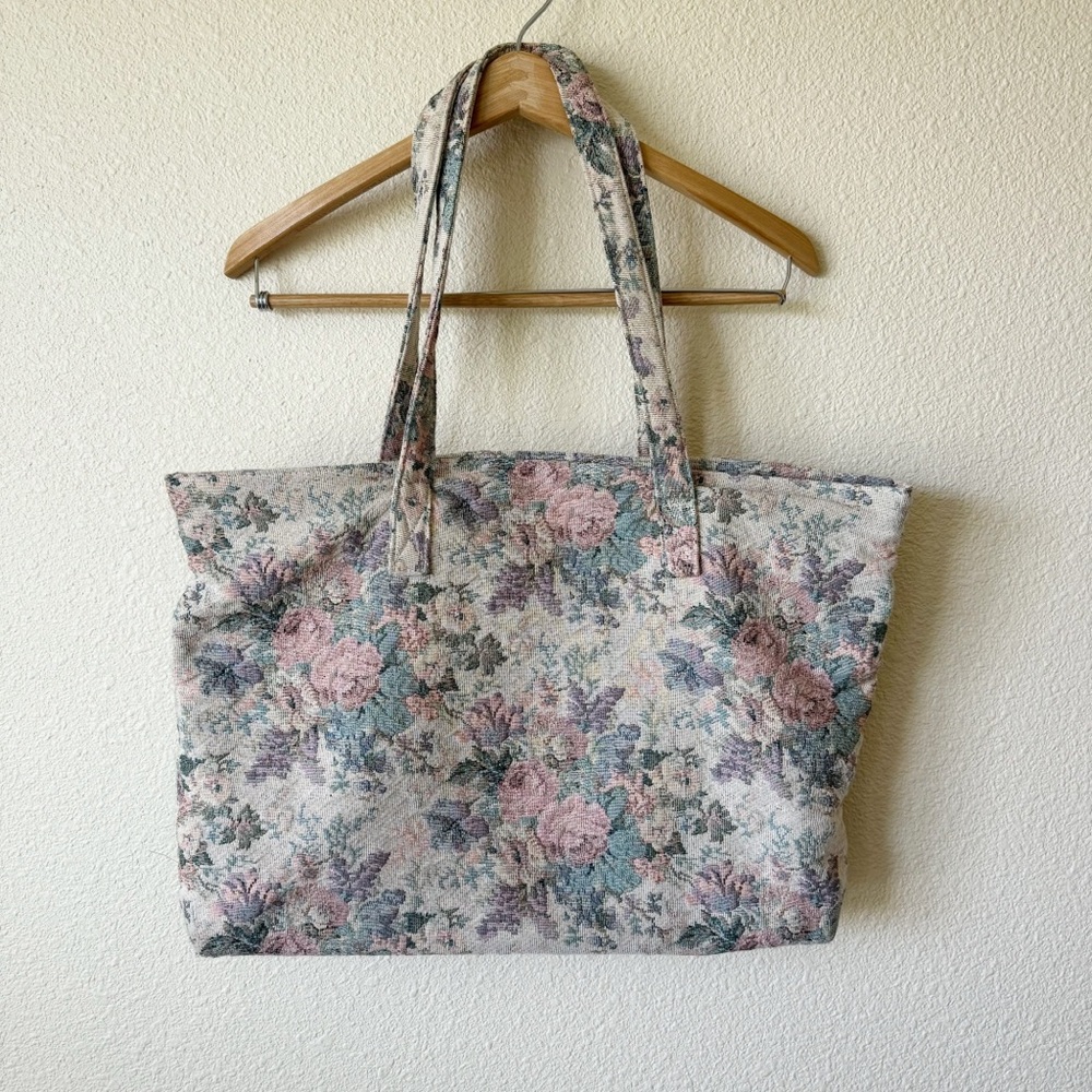 Victoria's Secret Floral Tote Bag - Pink, Green, Cream